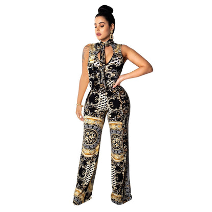 Abstract Print Sleeveless Women's Jumpsuit | GlamzLife