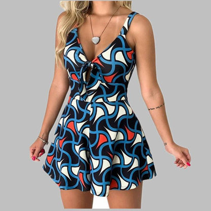 Abstract Print Trendy Short Jumpsuit | GlamzLife