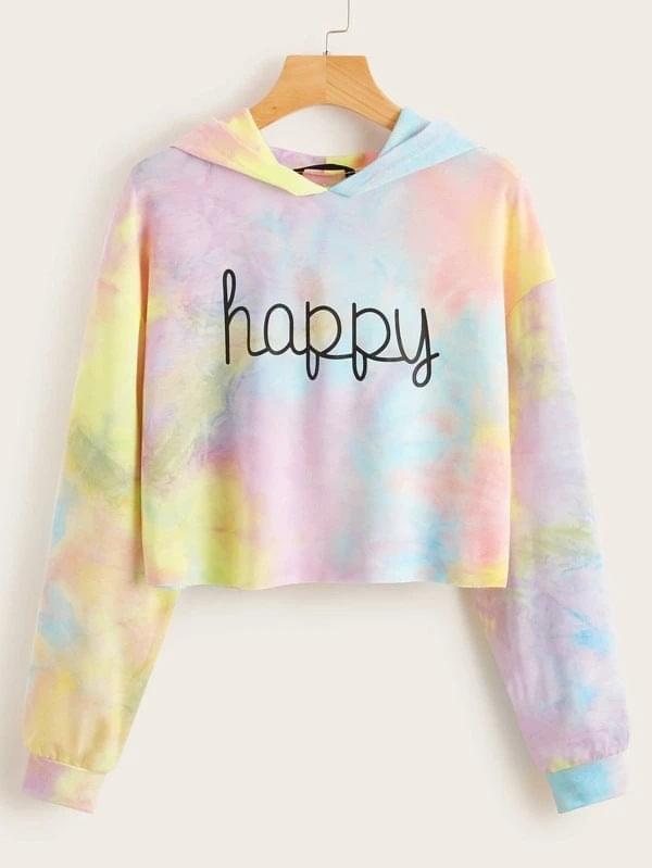 Autumn Tie Dye Rainbow Print Hoodie For Women's | GlamzLife