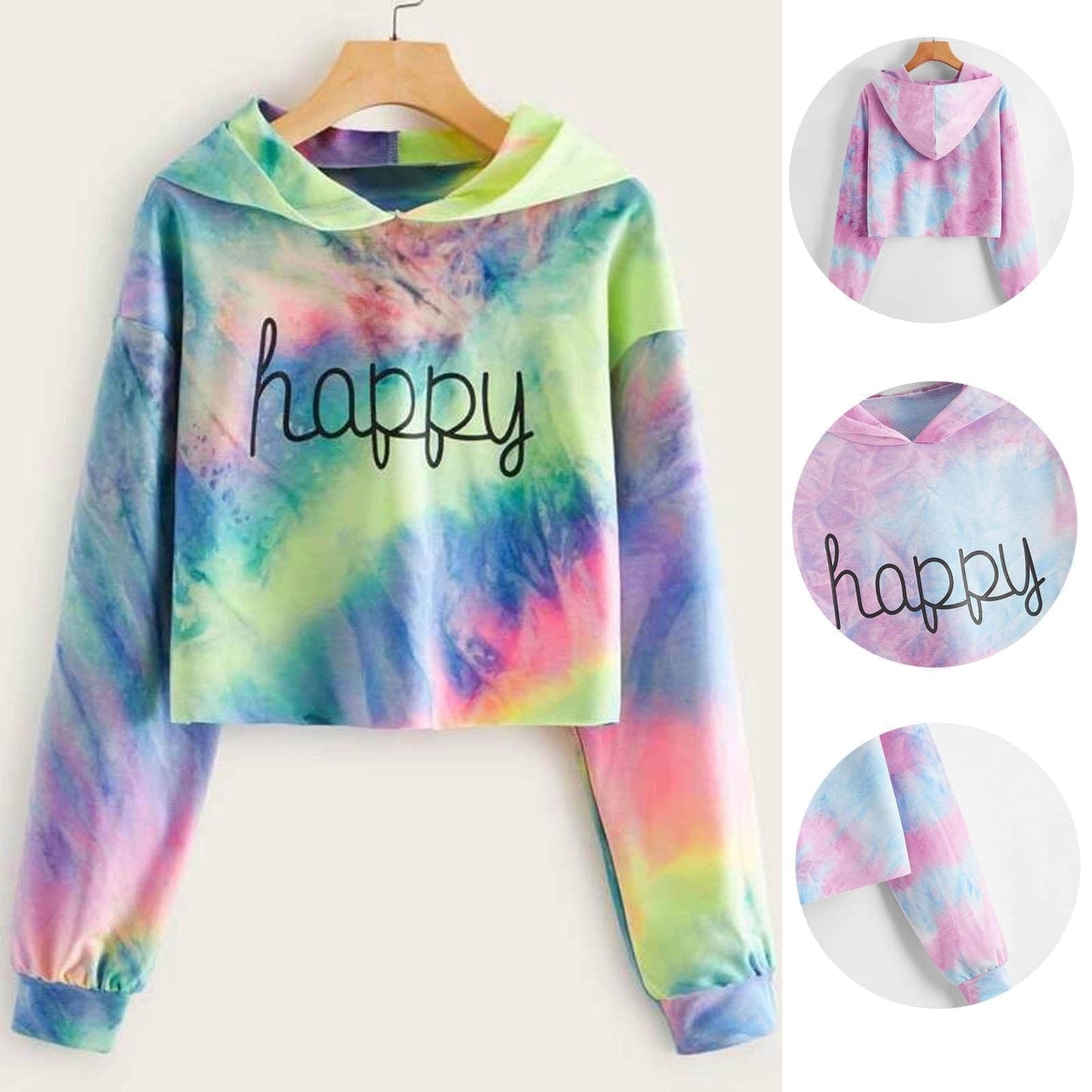 Autumn Tie Dye Rainbow Print Hoodie For Women's | GlamzLife