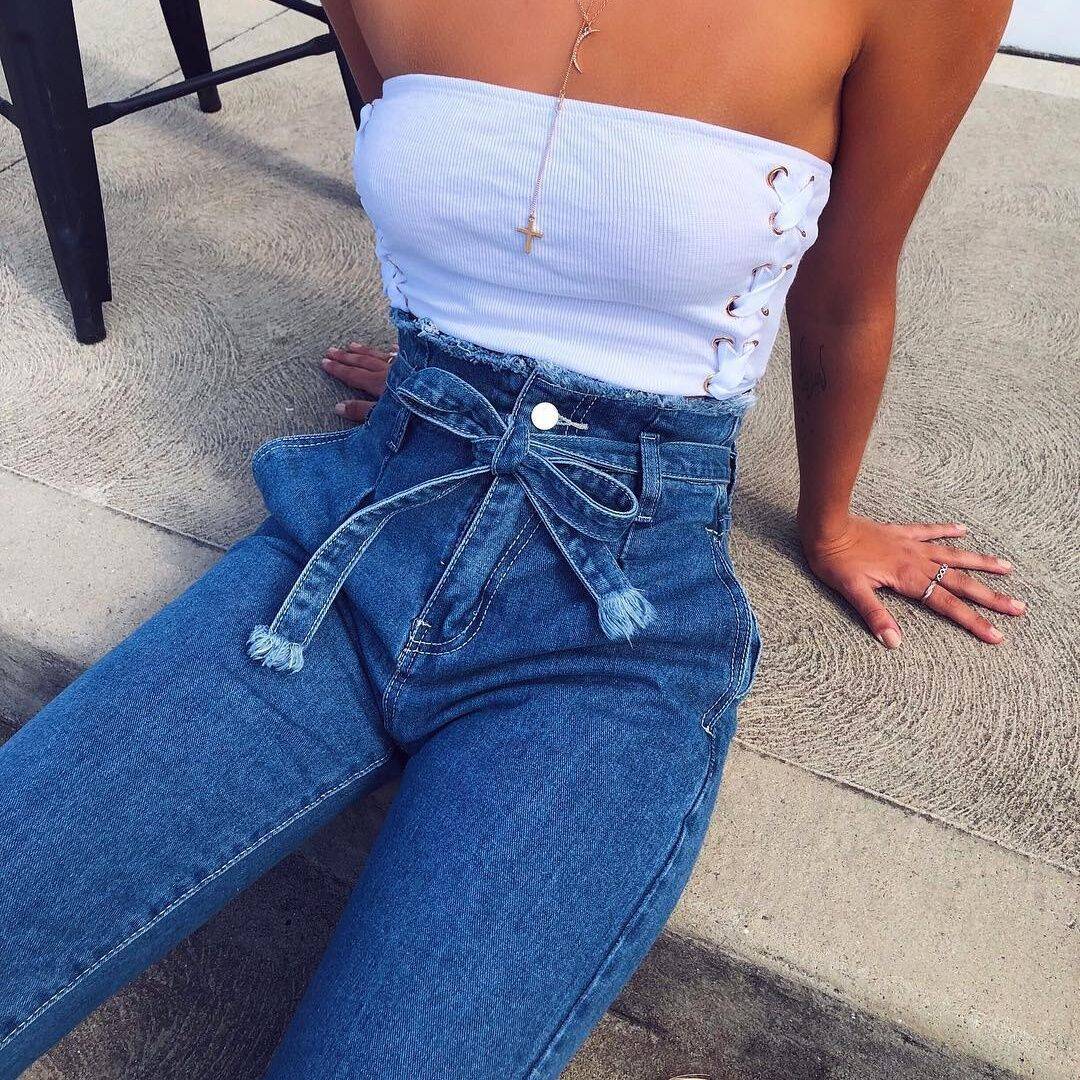 Autumn Trendy Tassels High Waist Jeans | | GlamzLife