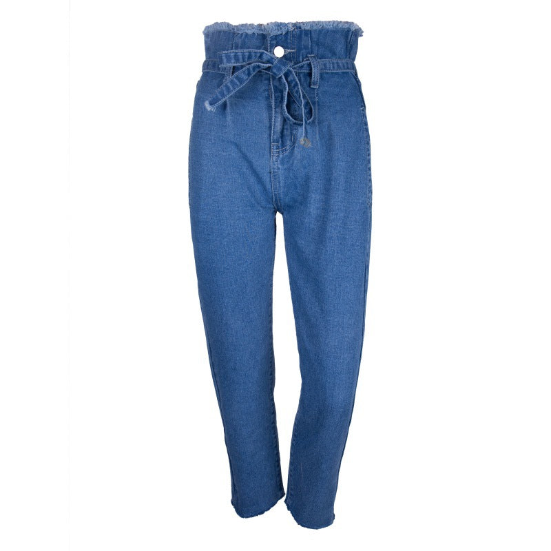 Autumn Trendy Tassels High Waist Jeans | Deep blue | GlamzLife