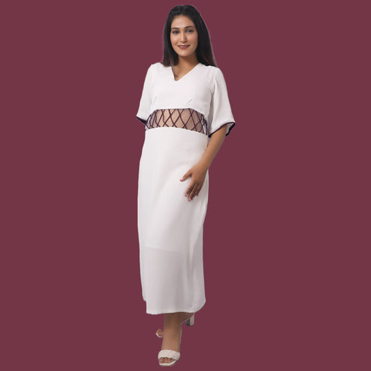 Beautiful White Cut Out A-Line Maxi Dress | GlamzLife