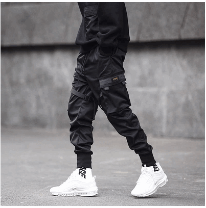Black Casual Hip Hop Cargo Pants GlamzLife