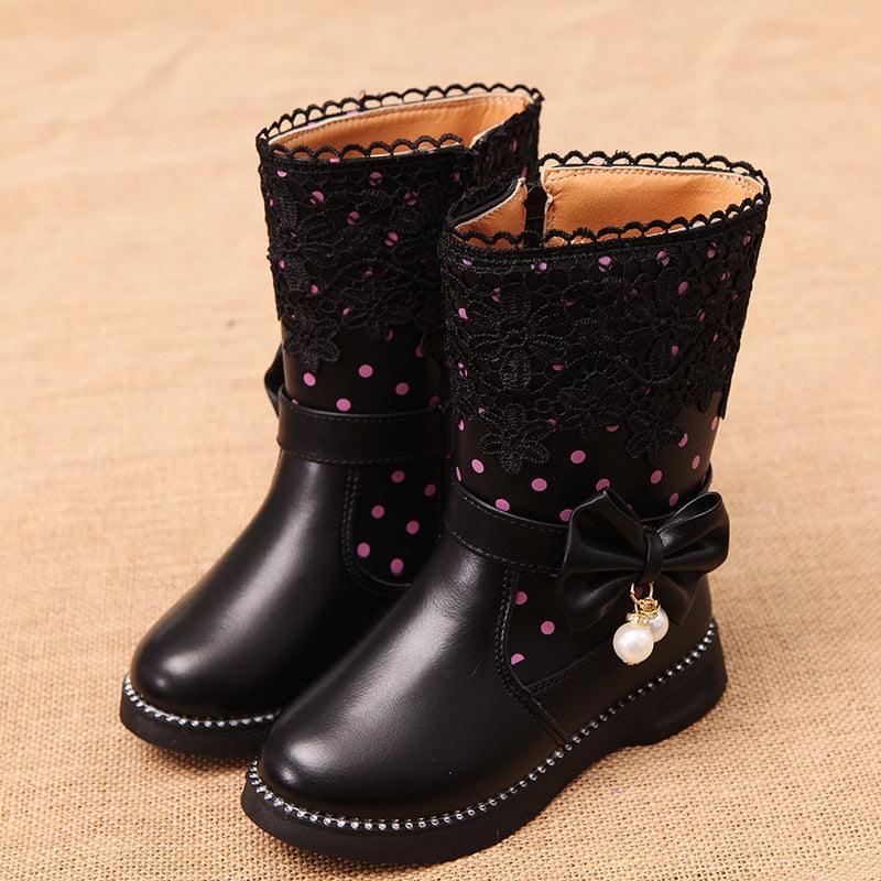 Bowknot Pendant Girl's Leather Boots GlamzLife