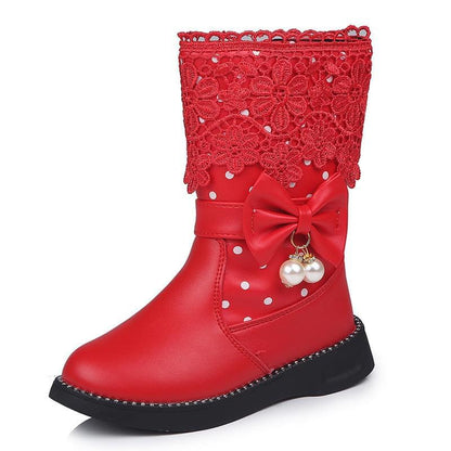 Bowknot Pendant Girl's Leather Boots | GlamzLife