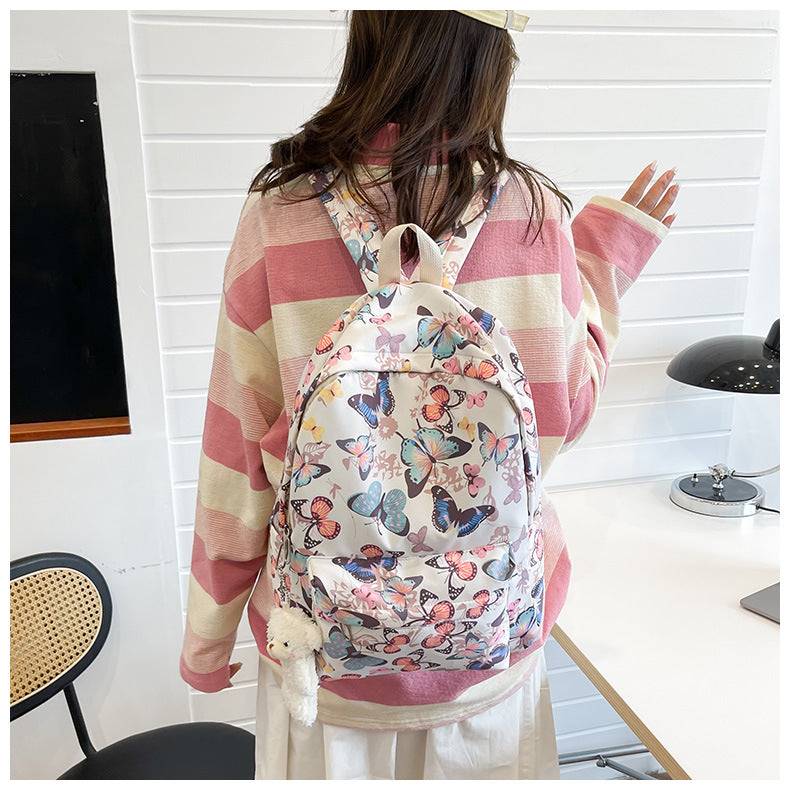 Butterfly Pattern Korean High School Student Backpack Women Without Pendant GlamzLife