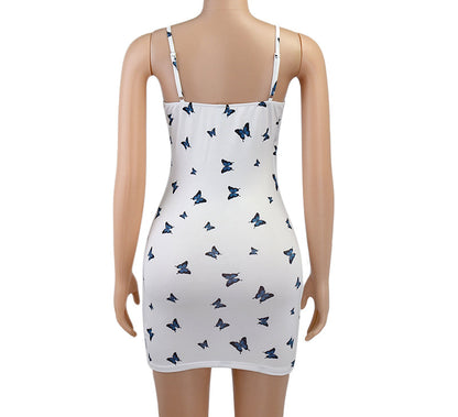 Butterfly Print Slim Suspender Dress | | GlamzLife