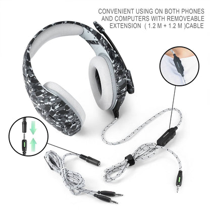 Camouflage Wired Headphones GlamzLife