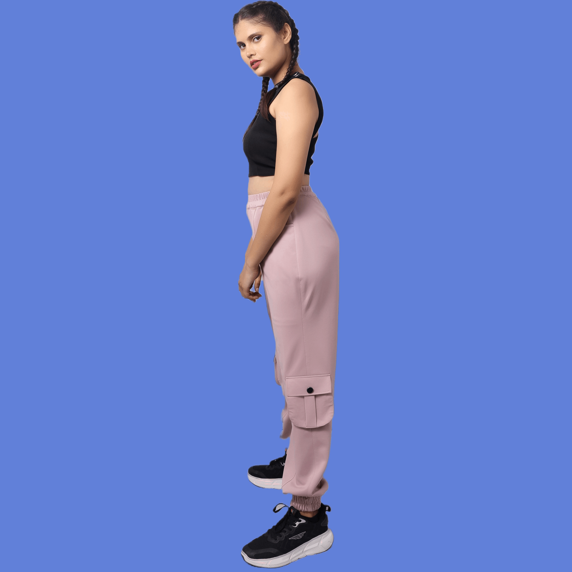 Cargo Jogger With Back Side Striped Crop Top Gym Wear GlamzLife