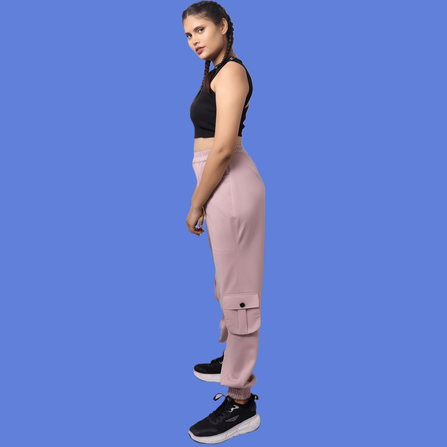 Cargo Jogger With Back Side Striped Crop Top Gym Wear | GlamzLife