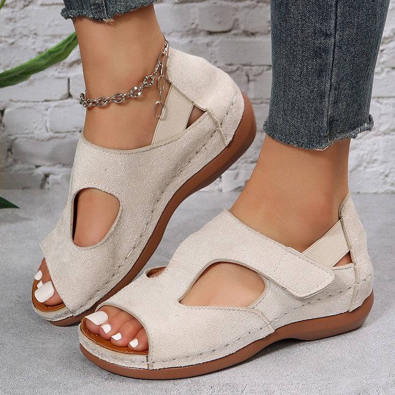 Casual Sandals Summer Shoes For Women Low Heels Velcro Shoes | GlamzLife