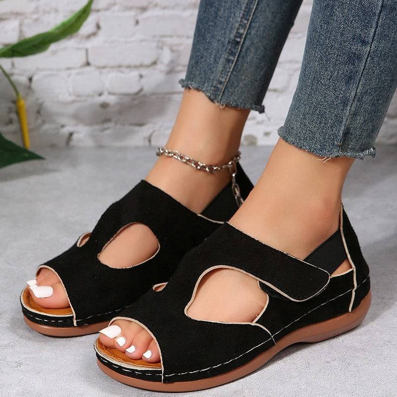 Casual Sandals Summer Shoes For Women Low Heels Velcro Shoes | GlamzLife