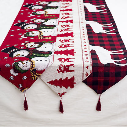 Christmas Elk Snowman Print Table Runner | GlamzLife