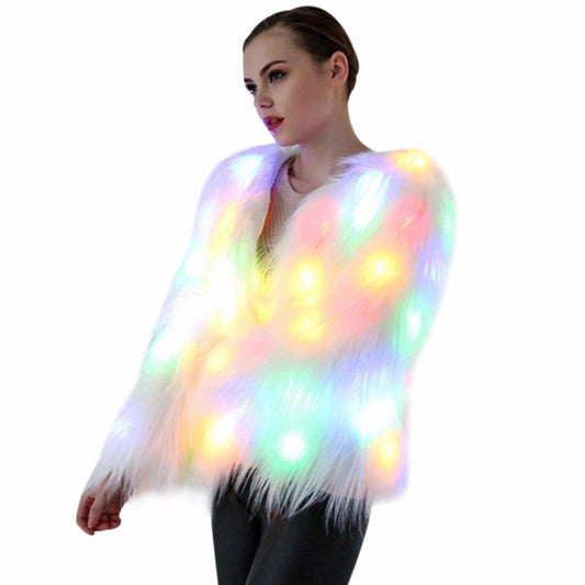 Color Block LED Fur Jacket For Women's | | GlamzLife