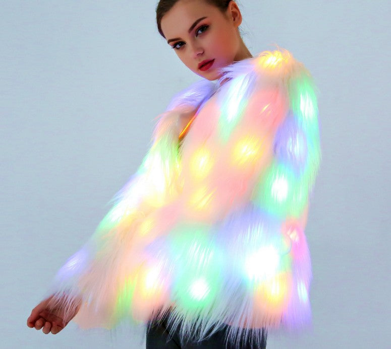 Color Block LED Fur Jacket For Women's | | GlamzLife
