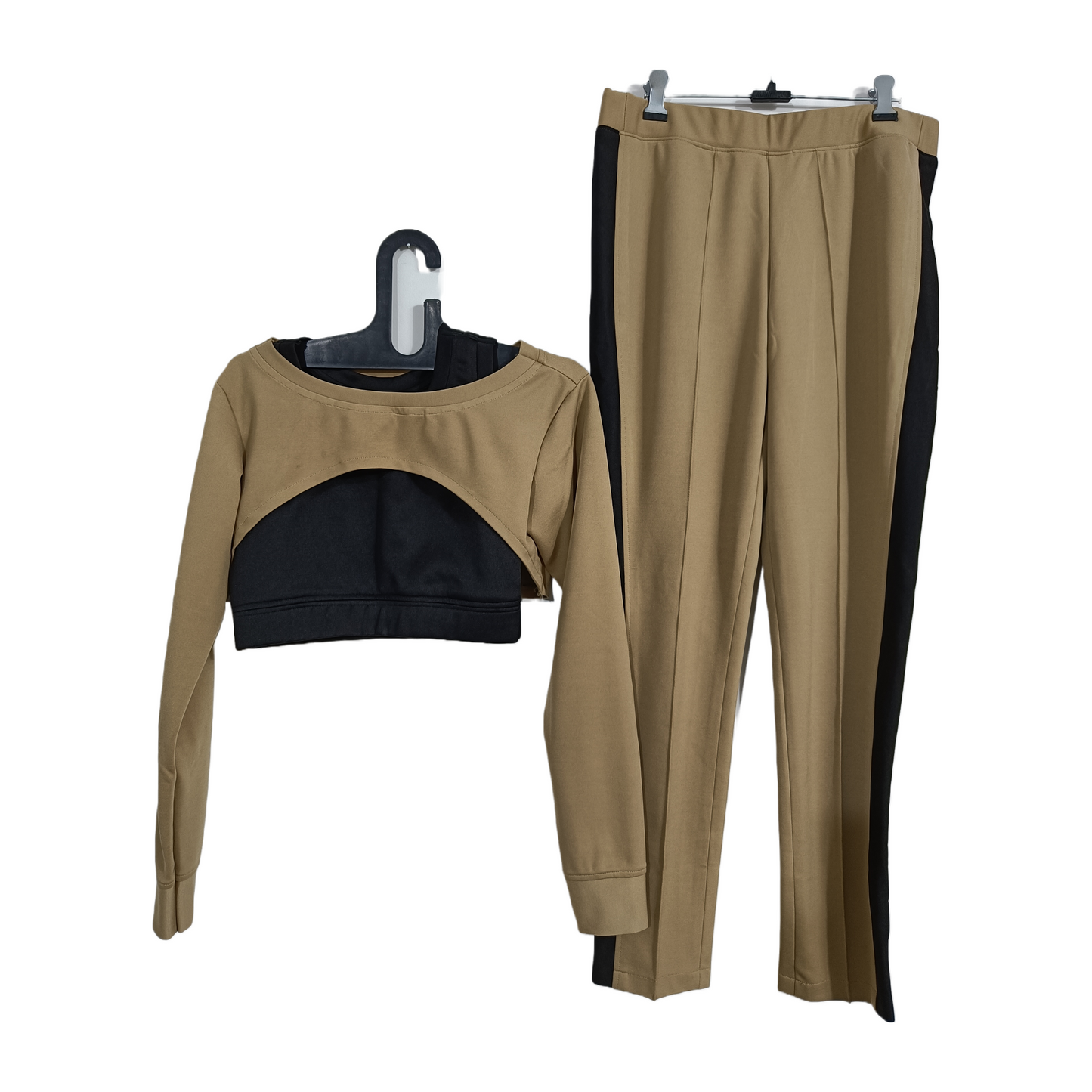 Comfortable Cream Black Color GYM Suit | GlamzLife