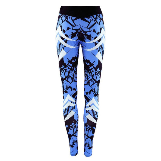 Dark Blue Printed Tight Gym Leggings | | GlamzLife