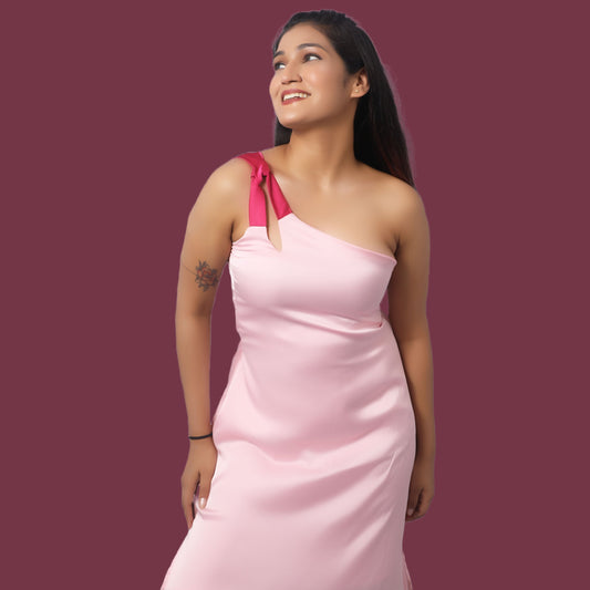 Decent One Side Shoulder A-Line Dress | GlamzLife