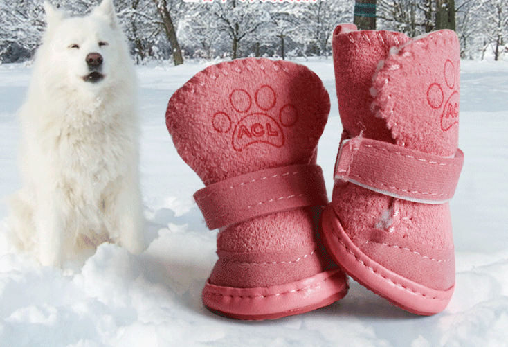 Dog Shoes Pet Shoes Lambskin Snow Shoes Cotton Shoes Khaki GlamzLife