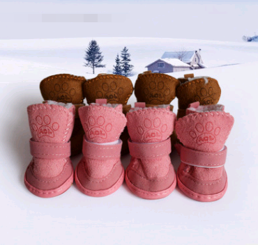 Dog Shoes Pet Shoes Lambskin Snow Shoes Cotton Shoes Khaki | GlamzLife