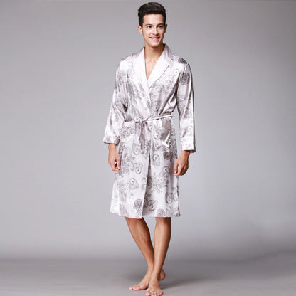 Dragon Print Silk Robe For Men's GlamzLife