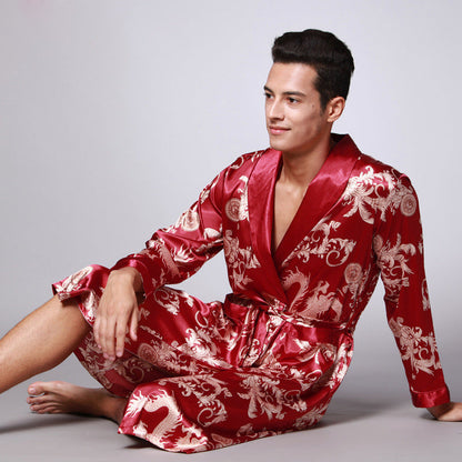 Dragon Print Silk Robe For Men's | GlamzLife