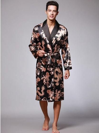 Dragon Print Silk Robe For Men's | GlamzLife