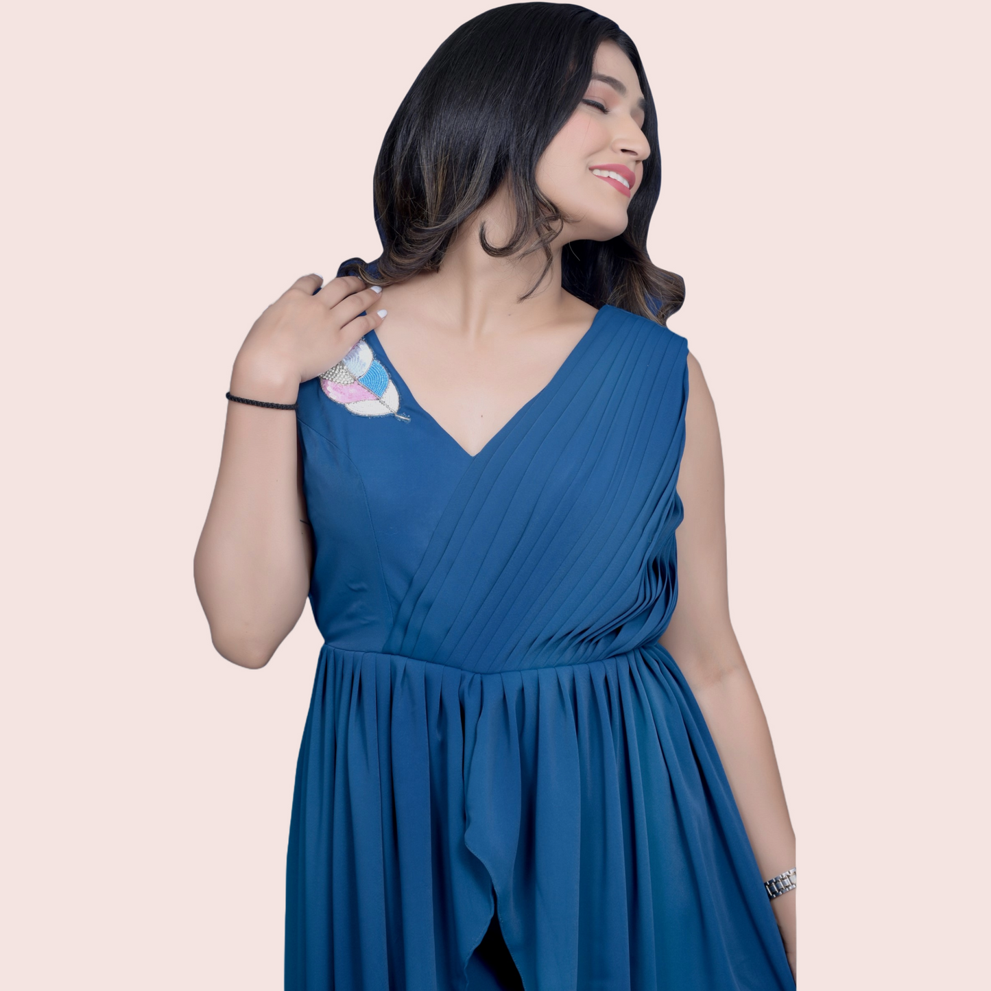 Elegant Blue Color Party Wear Patch Work Jumpsuit | | GlamzLife