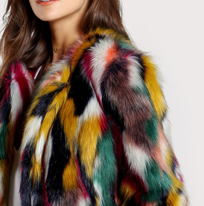 Elegant Fur Colorful Coat For Women's | GlamzLife