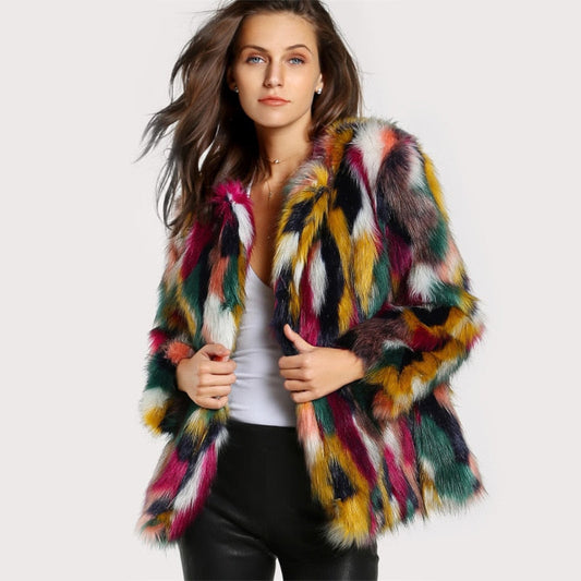 Elegant Fur Colorful Coat For Women's | GlamzLife