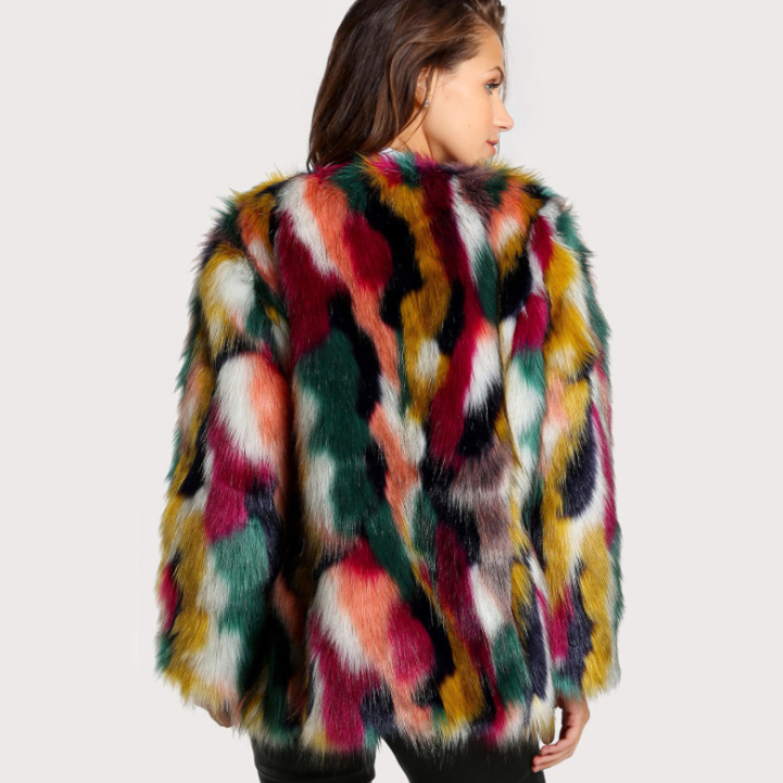 Elegant Fur Colorful Coat For Women's GlamzLife