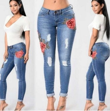 Embroidered Stretchable Jeans For Women's | | GlamzLife