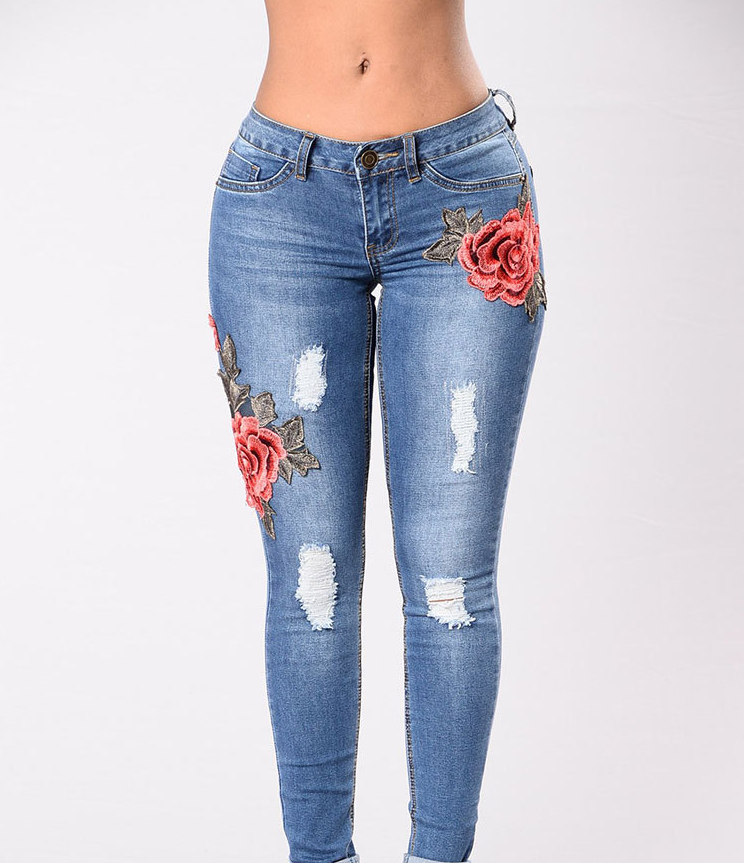 Embroidered Stretchable Jeans For Women's | | GlamzLife