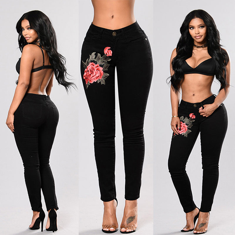 Embroidered Stretchable Jeans For Women's | | GlamzLife