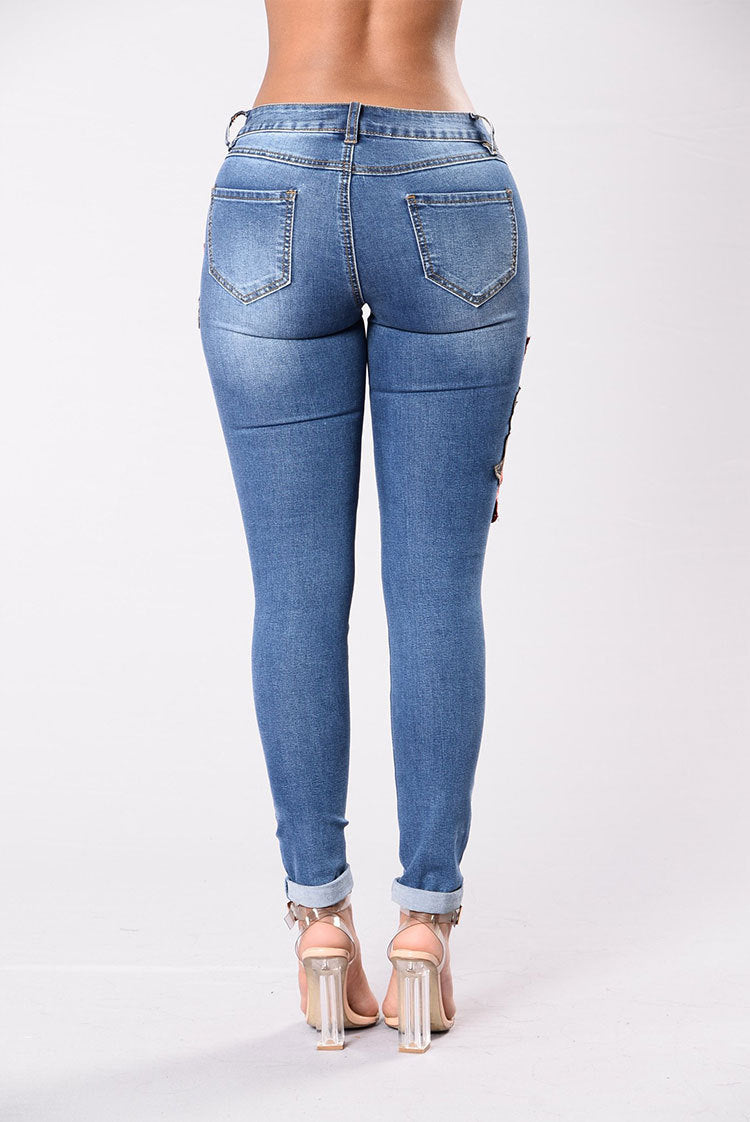 Embroidered Stretchable Jeans For Women's | | GlamzLife