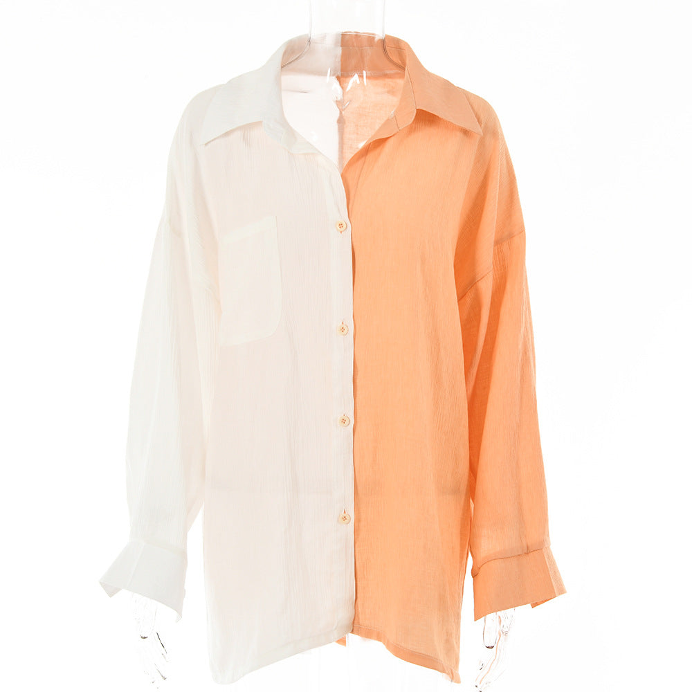 Fashionable Contrast Color Shirt For Women's GlamzLife