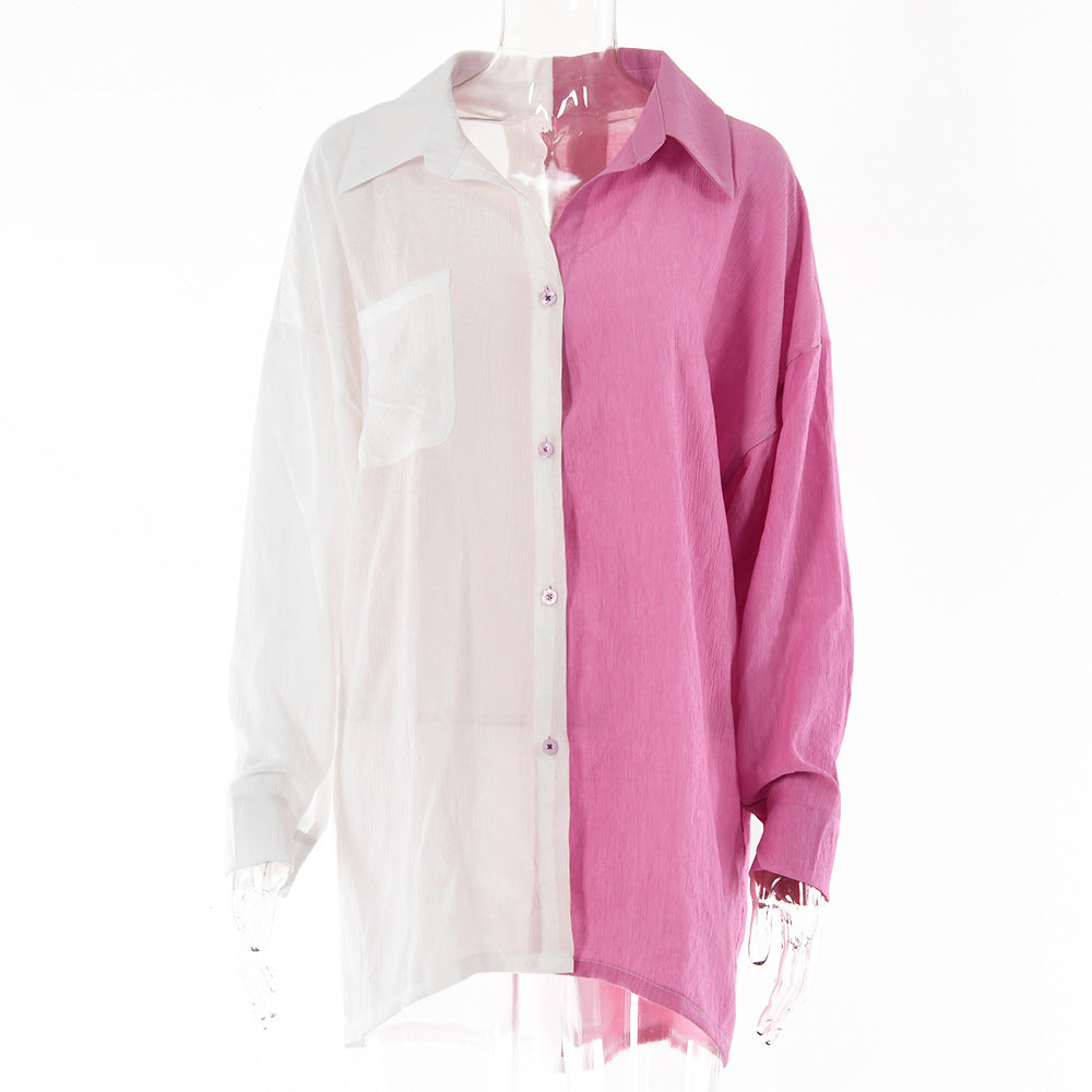 Fashionable Contrast Color Shirt For Women's GlamzLife