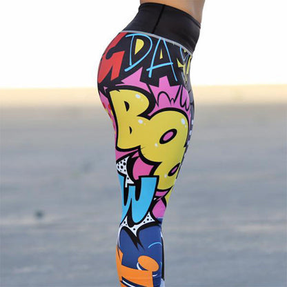 Fitness Slim Tights Gym Sports Legging | BOOM digital color printing | GlamzLife