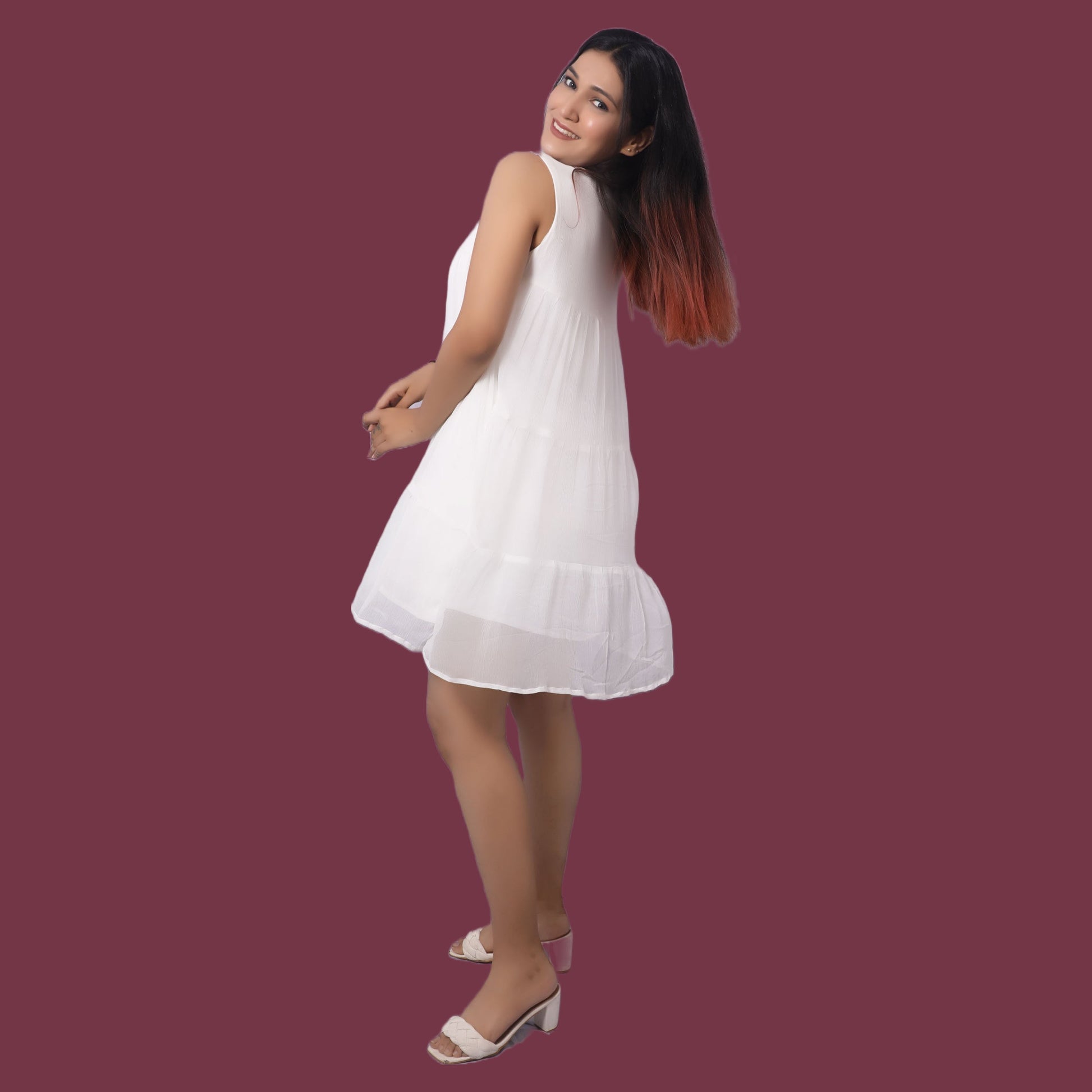 Flared White One Piece Dress For Timeless Beauty | GlamzLife