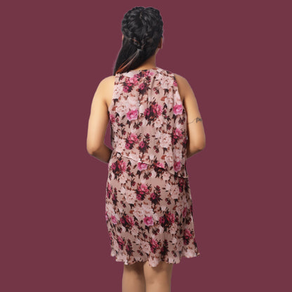 Floral One Piece Dress With Cape GlamzLife