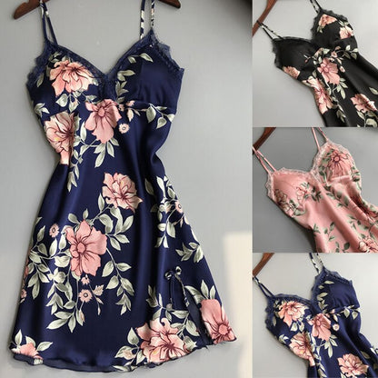 Flower Printed Silk Satin Short Dress | | GlamzLife