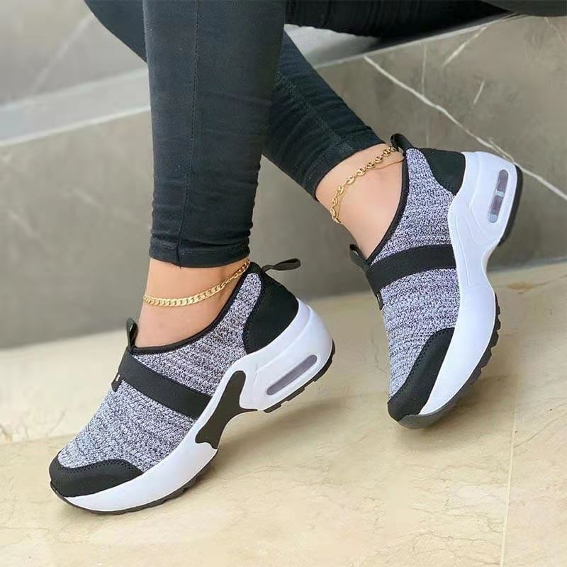 Flying Woven Elastic And Velcro Decoration Casual Sneakers | GlamzLife