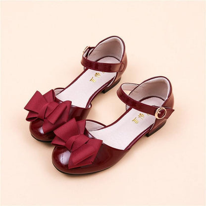 Girl's Hollow Velcro Patent Leather Sandal | GlamzLife