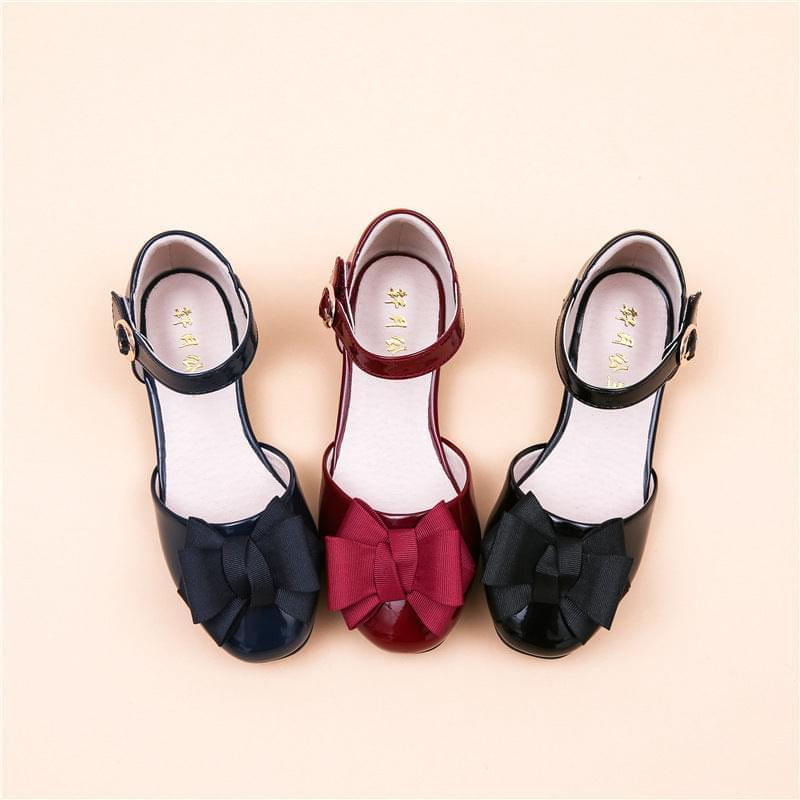 Girl's Hollow Velcro Patent Leather Sandal | GlamzLife