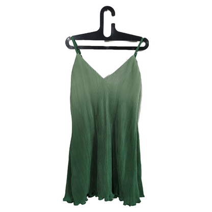 Glamorous V-neck Double Shaded Green Mini Dress GlamzLife
