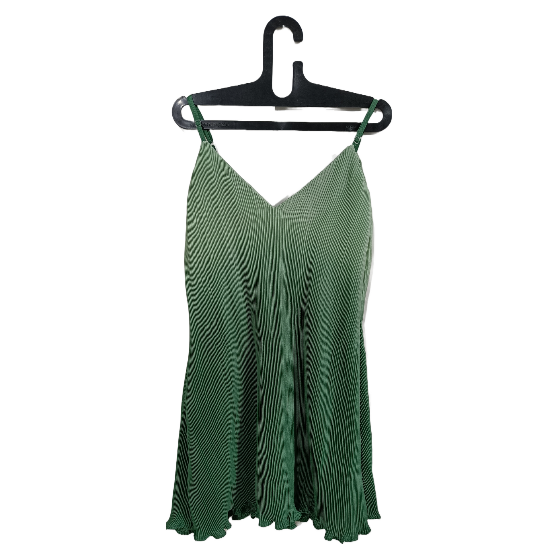 Glamorous V-neck Double Shaded Green Mini Dress | GlamzLife