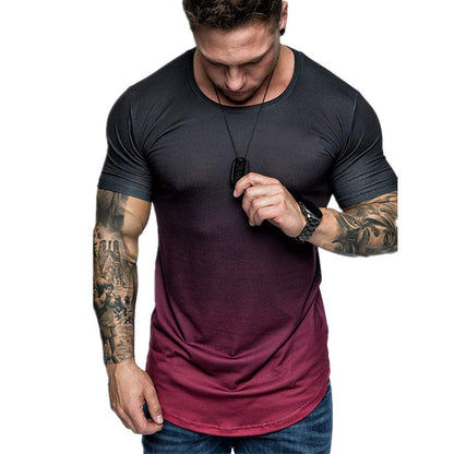 Gradient Round Neck Short Sleeve T-shirt | GlamzLife