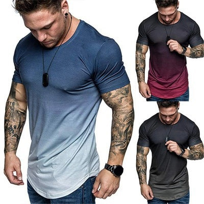 Gradient Round Neck Short Sleeve T-shirt | GlamzLife