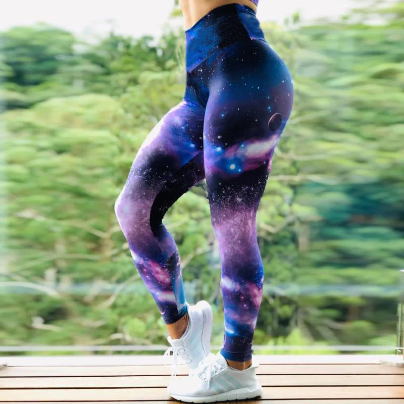 High Elastic Abstract Pattern High Waist Yoga Leggings | Starry sky | GlamzLife